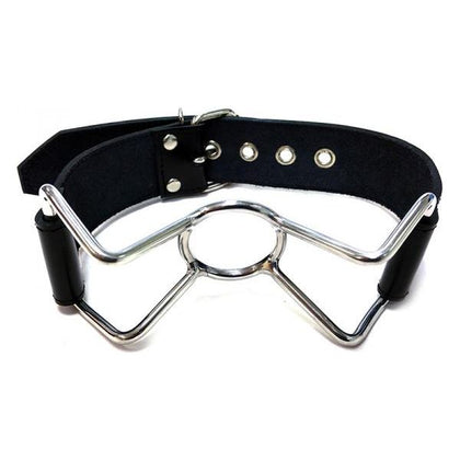 Fetish Fantasy Rouge Spider Gag - Stainless Steel Ring Gag with Leather Straps and Adjustable Buckle Close - Model RG-23.6 - Unisex - Cheek Pulling and Insertion - Red
