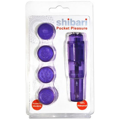 Shibari Pocket Pleasure Purple Mini Massager with 4 Attachments - Versatile Vibrating Pleasure for Her
