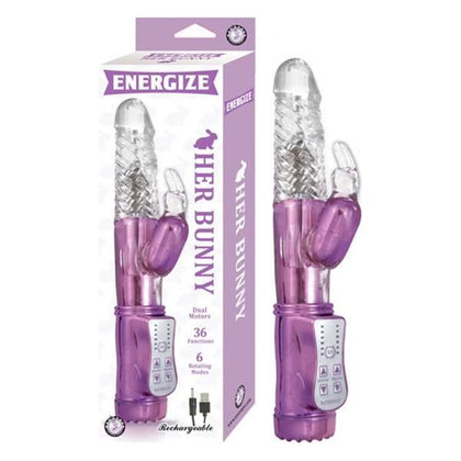Energize Her Bunny 1 Purple Rabbit Vibrator - Powerful Dual Motor Rechargeable G-Spot and Clitoral Stimulation Toy for Women