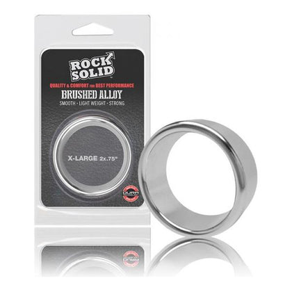 Rock Solid Brushed Alloy X-Large (2in X .75in) Silver Men's Cock Ring - Model RSX-2000 - Enhance Pleasure and Performance
