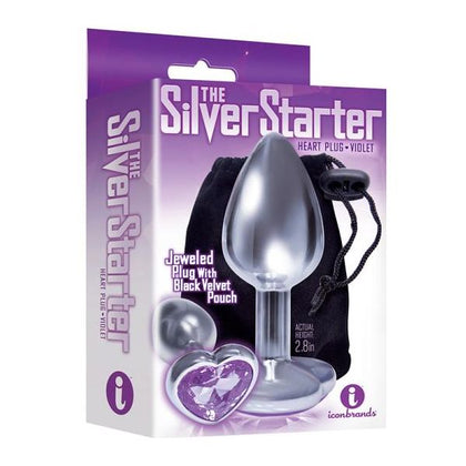 The 9's Bejeweled Heart Stainless Steel Plug - Model BHS-001 - Unisex Anal Pleasure - Violet - Adult Naughty Store