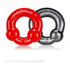 Oxballs 2-pack Cockring, Steel & Red: The Ultimate Flex-TPR Dual Nodule Cockring Set for Enhanced Pleasure and Performance