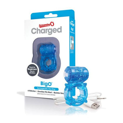 Screaming O Charged Big O Vibrating Cock Ring - Model 4.13x1.8x7.6 - Male Pleasure - Blue - Adult Naughty Store