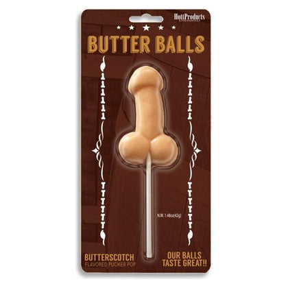 Introducing the Butter Balls Butterscotch Flavored Pecker Pop - The Ultimate Pleasure Delight for Him and Her!