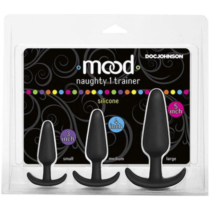 Mood Naughty 1 Anal Trainer Set - Premium Silicone Butt Plug Kit for Backdoor Beginners - Model MN-1 - Unisex - Graduated Sizes - Black