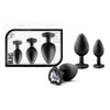 Bling Plugs Training Kit - Black with White Gems: The Ultimate Silicone Butt Plug Set for Beginners - Adult Naughty Store