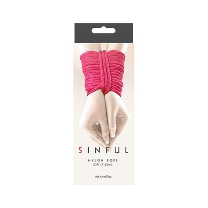 Sinful Nylon Rope 25 Ft Pink - Premium Sensual Bondage Rope for Beginners and Experts - Model SR-25P - Unisex - Perfect for Pleasurable Bondage Experiences