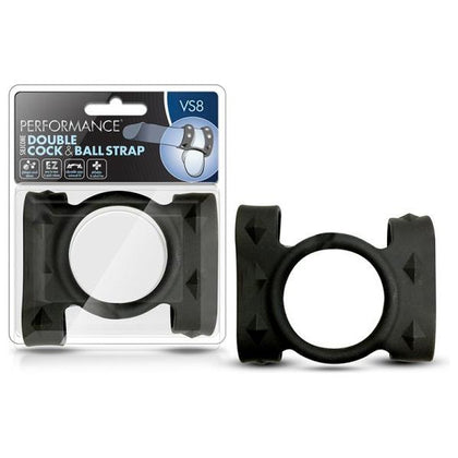 Performance - Vs8 Silicone Double Cock & Ball Strap for Men - Enhances Stamina and Pleasure - Black - Adult Naughty Store