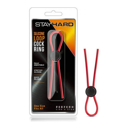 Stay Hard - Adjustable Silicone Loop Cock Ring - Model X1 - Male - Enhance Stamina and Pleasure - Red