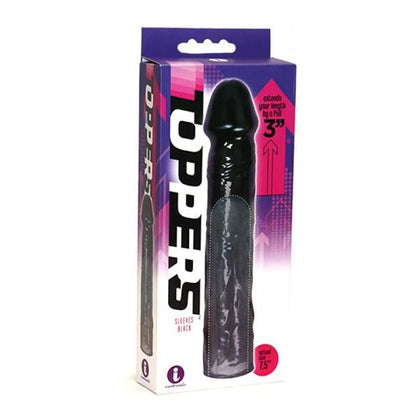 Icon Brands The Nines Toppers Extender Sleeve - Enhance Length by 3 Inches - Male Sex Toy - Model X3 - For Pleasurable Penetration - Black