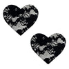 Neva Nude Pasty Heart Lace Black - Handmade Hypoallergenic Nipple Covers, Self-Adhering, 10-12 Hours Lasting, 2.75 in. by 2.5 in. - Adult Naughty Store