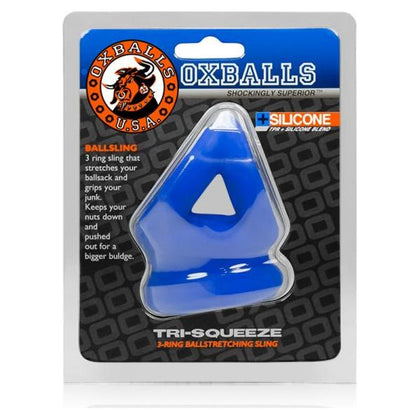 Oxballs Tri-Squeeze Cocksling-Ballstretcher, Model TS-100, Male, Cock and Ball Pleasure, Cobalt Ice - Adult Naughty Store