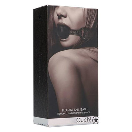 Elegant Bonded Leather Ouch! Ouch Ball Gag - Model EBG-TG01 - Unisex BDSM Toy for Sensual Pleasure - Titanium Grey