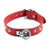 Leather O-Ring Studded Collar - Red: The Ultimate Bondage Accessory for Sensual Pleasure - Adult Naughty Store