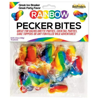 Rainbow Pecker Bites 16-bag - Delicious Penis-Shaped Rainbow Colored Candies for Fun and Flavorful Pleasure