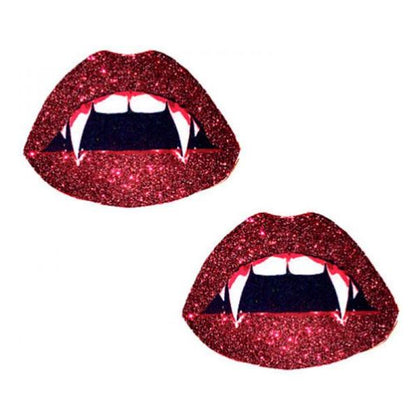 Neva Nude Vampire Lips Glitter Red Pasties - Latex-Free, Long-Lasting Adult Costume Accessory - One Size Fits Most - Adult Naughty Store