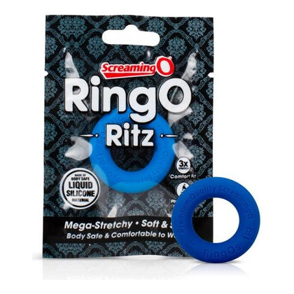 Screaming O Ringo Ritz - Blue Mega-Stretchy Liquid Silicone Cock Ring for Enhanced Pleasure - Adult Naughty Store