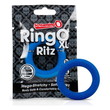 Screaming O Ringo Ritz XL - Blue: The Ultimate Comfort Silicone Cock Ring for Enhanced Pleasure - Adult Naughty Store