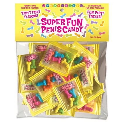 Introducing the Playful Pleasures Candy Co. Mini Candy Penises - Model X25: A Delightful Assortment of Tart Fruit Flavored Fun for All Genders, Designed for Sensual Satisfaction and Available in Vibrant Colors