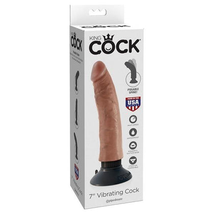 King Cock 7in Vibrating Dildo - Realistic Tan Pleasure Toy for Women