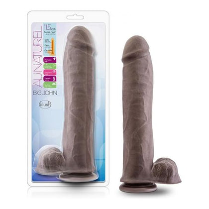 Blush Novelties Au Naturel Big John 11.5in Sensa Feel Dual Density Chocolate Realistic Dildo - Adult Naughty Store