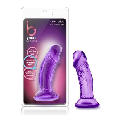 Blush Novelties B Yours Sweet N' Small 4in Dildo with Suction Cup - Model SN-4PC-PUR - Compact Pleasure for Beginners - Purple
