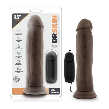 Dr. Skin - Dr. Throb 9.5in Vibrating Realistic Cock With Suction Cup - Chocolate - Adult Naughty Store