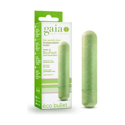 Gaia Eco Bullet Vibrator - The World's First Biodegradable and Recyclable Starch-Based Bioplastic Pleasure-Packed Petite Vibrator, Model GEB-001, Unisex, Clitoral Stimulation, Green