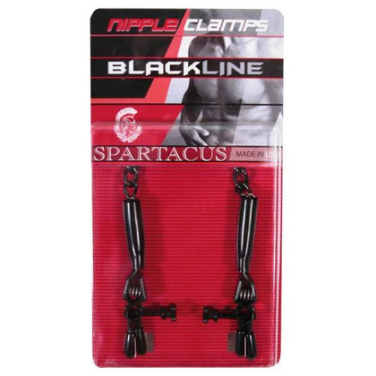 Spartacus Blackline Adjustable Rubber Tipped Nipple Clamps - Intensify Pleasure with Precision Pressure - Model XYZ123 - Unisex - Nipple Stimulation - Black