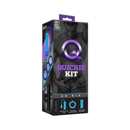 QuickieKit Go Big Performance 101 Pump with Beaded Cock Rings, Stroke Sleeve - Blue - Male Pleasure - Adult Naughty Store