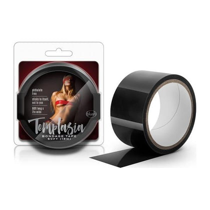 Temptasia Bondage Tape - 60 Feet - Black - Sensual Reusable Self-Adhesive Tape for Dominance and Submission Play