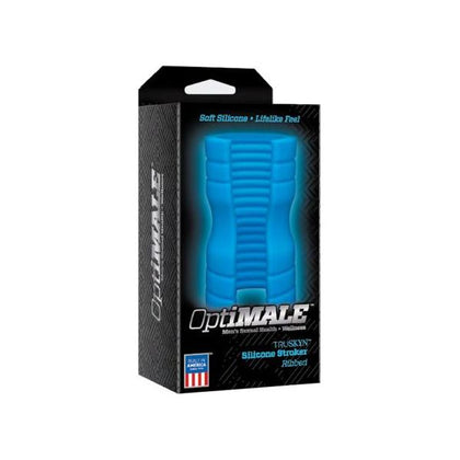 Optimale Truskyn Silicone Stroker Ribbed Blue - Premium Handheld Male Masturbator for Intense Pleasure