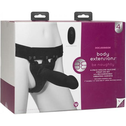 Doc Johnson Body Extensions Hollow Strap-On System with Clitoral Vibrator - Black