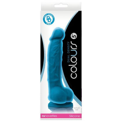 NS Novelties Colours Dual Density 5in Blue Realistic Dildo - Model DD5-BL - For All Genders - Intense Pleasure in a Sensual Blue Shade
