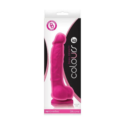 Colours Dual Density 8in Pink Silicone Dildo with Balls - The Ultimate Pleasure Experience for Women