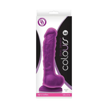 Colours Dual Density 8in Purple Silicone Dildo with Balls - Model CD-8P, Female Pleasure Toy