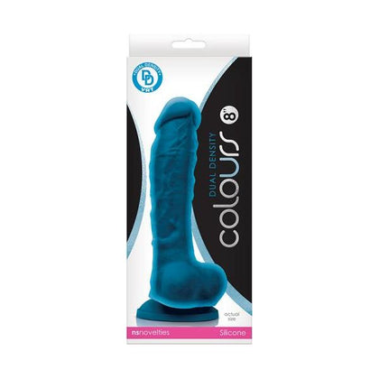 Colours Dual Density 8in Blue Silicone Dildo with Balls - Unleash Pleasure in Style