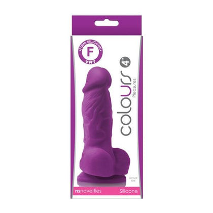 NS Novelties Colours Pleasures 4in Purple Realistic Dildo - Model CP4P - For Unforgettable Pleasure in Intimate Moments - Adult Naughty Store