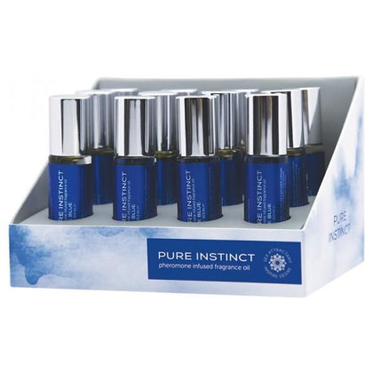 Pure Instinct True Blue Pheromone Fragrance Oil Roll On Display - Seductive Mango Mandarin Cinnamon Honey Musk - Pack of 12
