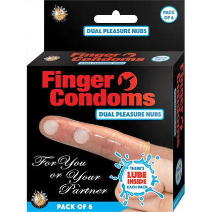 Introducing the SensaTex Finger Condoms - Dual Pleasure Nubs 6 Pack: The Ultimate Pleasure Enhancer for Intimate Moments - Adult Naughty Store