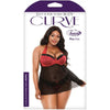 Fantasy Lingerie Curve Sophia Halter Babydoll & Panty Set 3X/4X - Seductive Black and Red Plus Size Lingerie for Women - Perfect for Intimate Moments - Adult Naughty Store