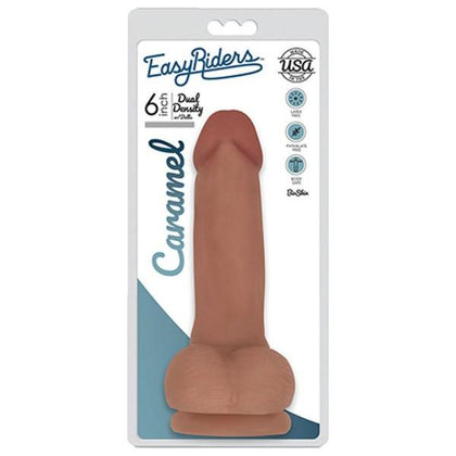 Curve Novelties Easy Rider BioSkin Dual Density Dong 6in with Balls - Model ERS-6C - Unisex Anal and Vaginal Pleasure - Caramel Brown