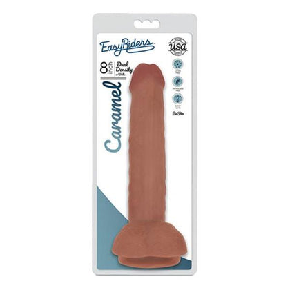 Easy Rider BioSkin Dual Density Dong 8in with Balls - Model X8C: Realistic Caramel Colored Dildo for Lifelike Pleasure