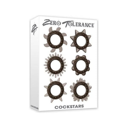 Zero Tolerance Cockstars Cock Ring Set - 6 Unique Shapes for Enhanced Pleasure (Smoke)