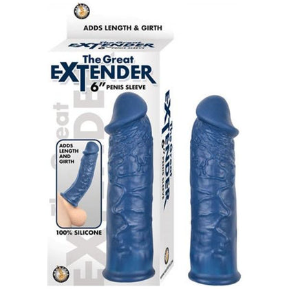 The Great Extender 6 inches Silicone Penis Sleeve Blue - Enhance Your Pleasure Experience