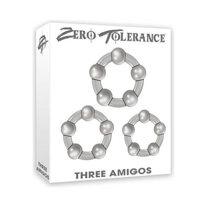 Zero Tolerance Three Amigos Cock Ring Set - Model ZT-123 - Male - Enhances Erections - Translucent Smoke