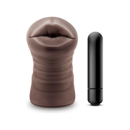 Hot Chocolate Heather Brown Mouth Stroker - Realistic Male Masturbator for Intense Oral Pleasure - Adult Naughty Store