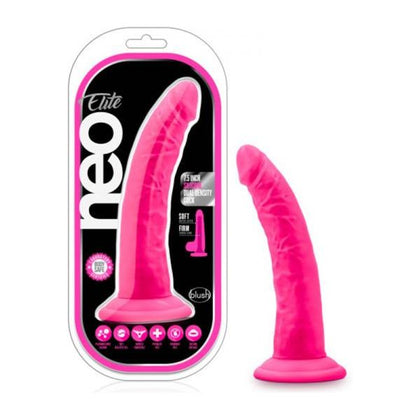 Neo Elite 7.5in Silicone Dual Density Cock With Balls - Model NE-75DP - Neon Pink - For Sensational Pleasure