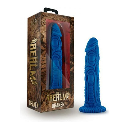 Introducing the Majestic Pleasures Realm Draken Lock On Dildo - Model D7B: A Sensational Blue Silicone Fantasy Delight for All Genders and Unforgettable Pleasure - Adult Naughty Store