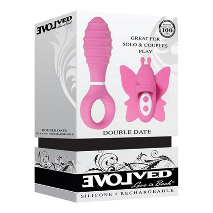Evolved Double Date Couples Toy Vibrating Butt Plug & Vibrating Butterfly Clit Stimulator - Model DD-10 - For Couples - Dual Pleasure - Midnight Black